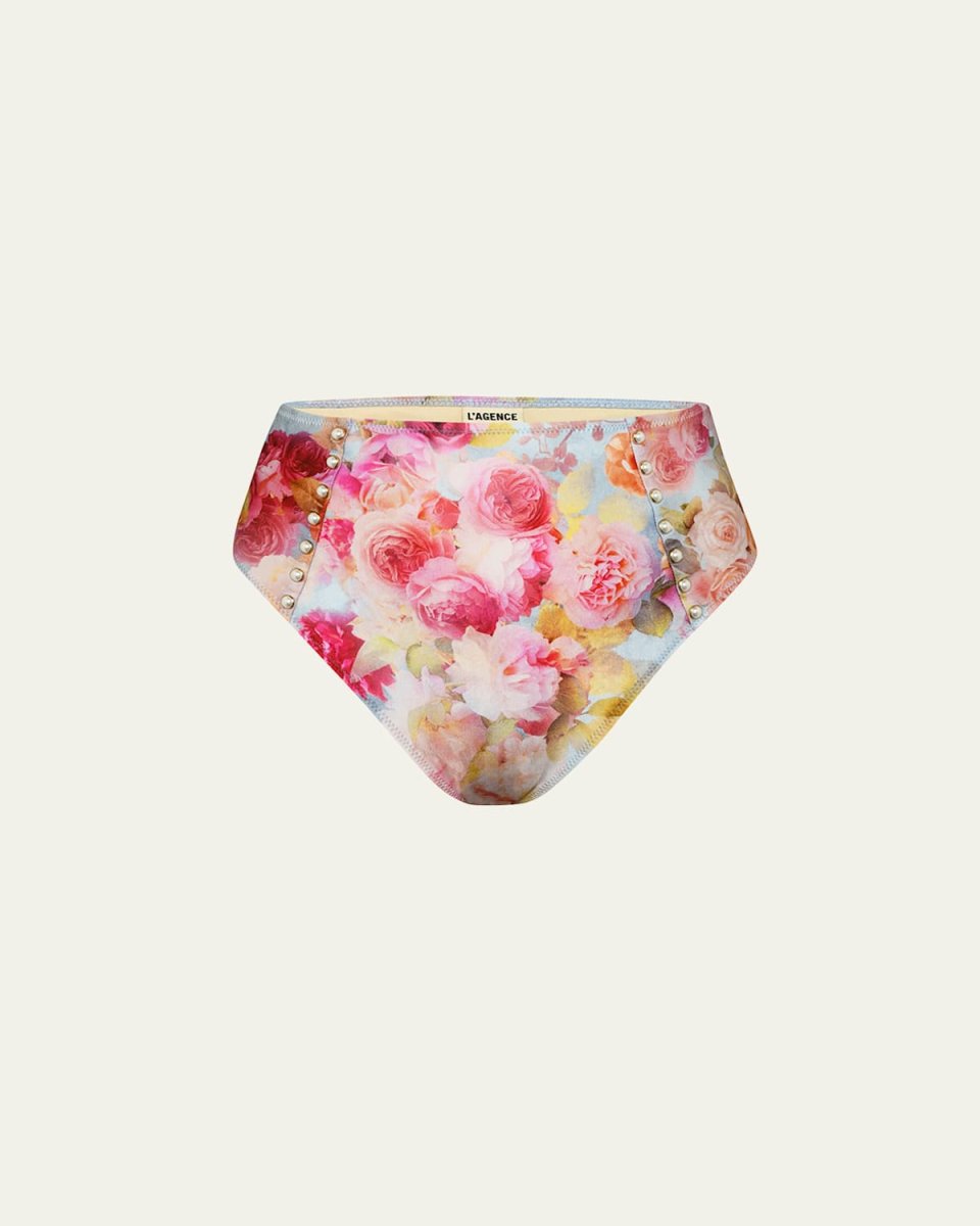 Vanessa Soft Cloud Floral High-Waist Bikini Bottoms